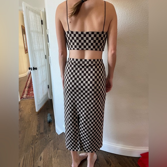 Reformation Callista Knit Two Piece in Brown Check sz Medium - Picture 3 of 4